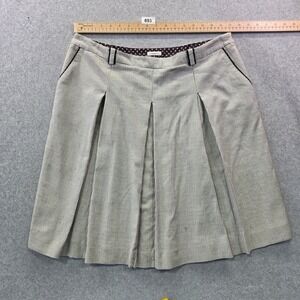 Semantiks Womens Pinstripe Pleated A-Line Skirt Black White Size 14 Pocketed